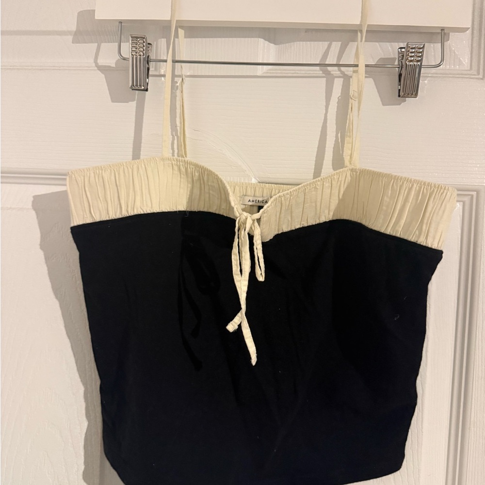 American Eagle Outfitters Black and Cream Camisole